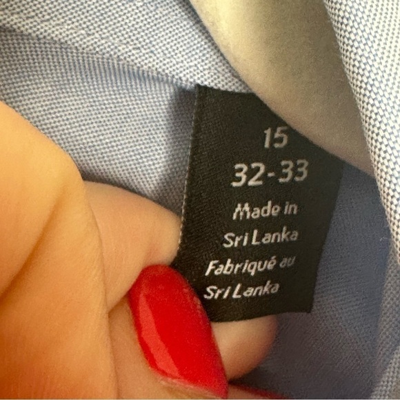 NORDSTROM Men's 15 32/33 Traditional Fit Non-Iron Button Down Shirt Blue - Picture 6 of 6